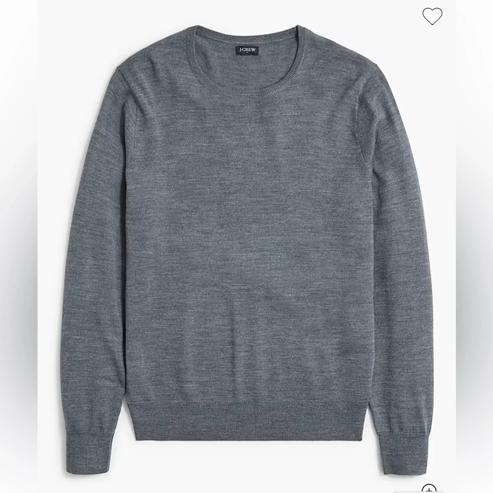 J crew heather evening storm Merino wool-blend crewneck sweater